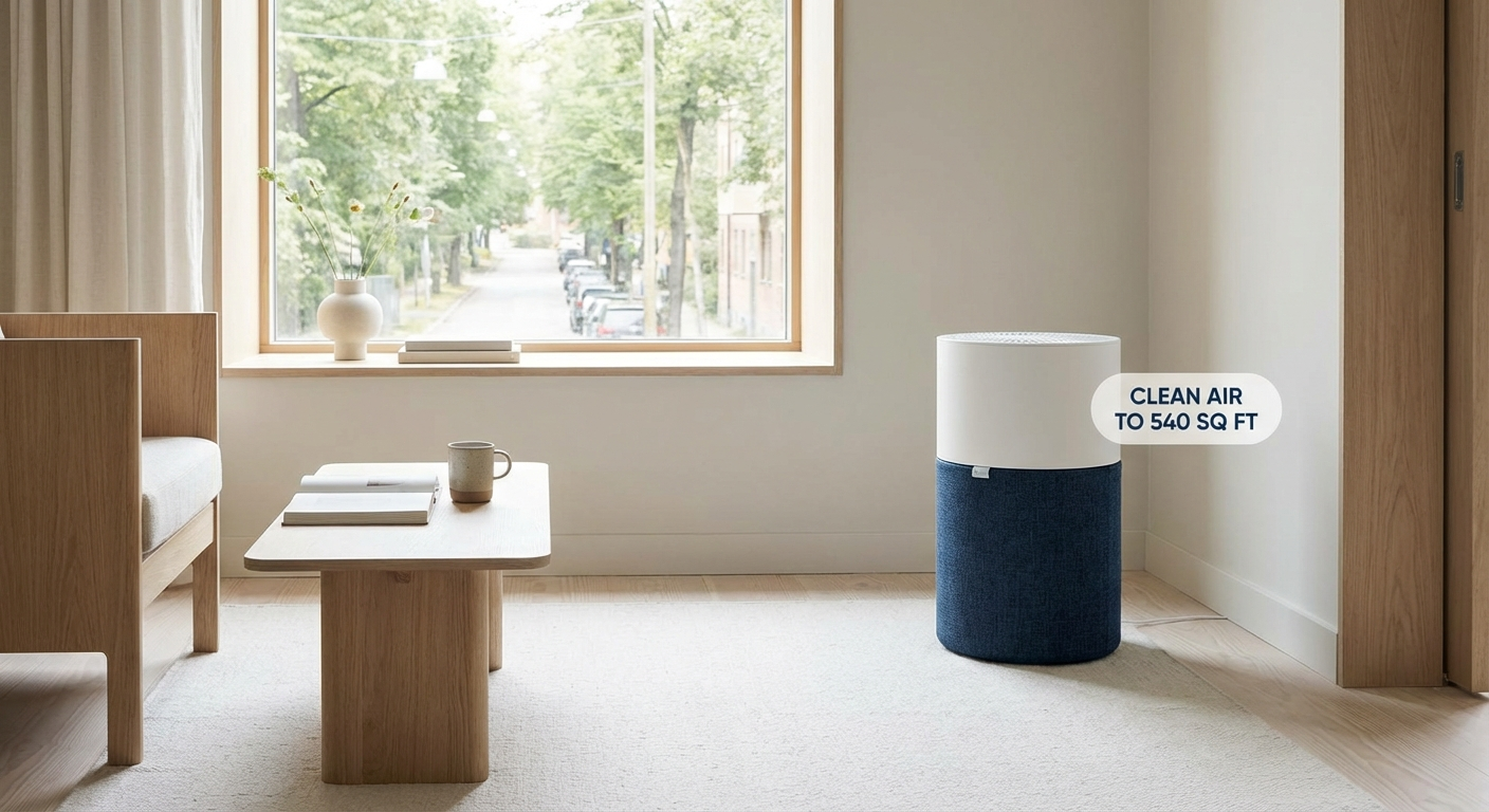 Blueair Blue Pure 211 Plus air purifier Scandinavian design large room 540 sq ft fabric cover product photo